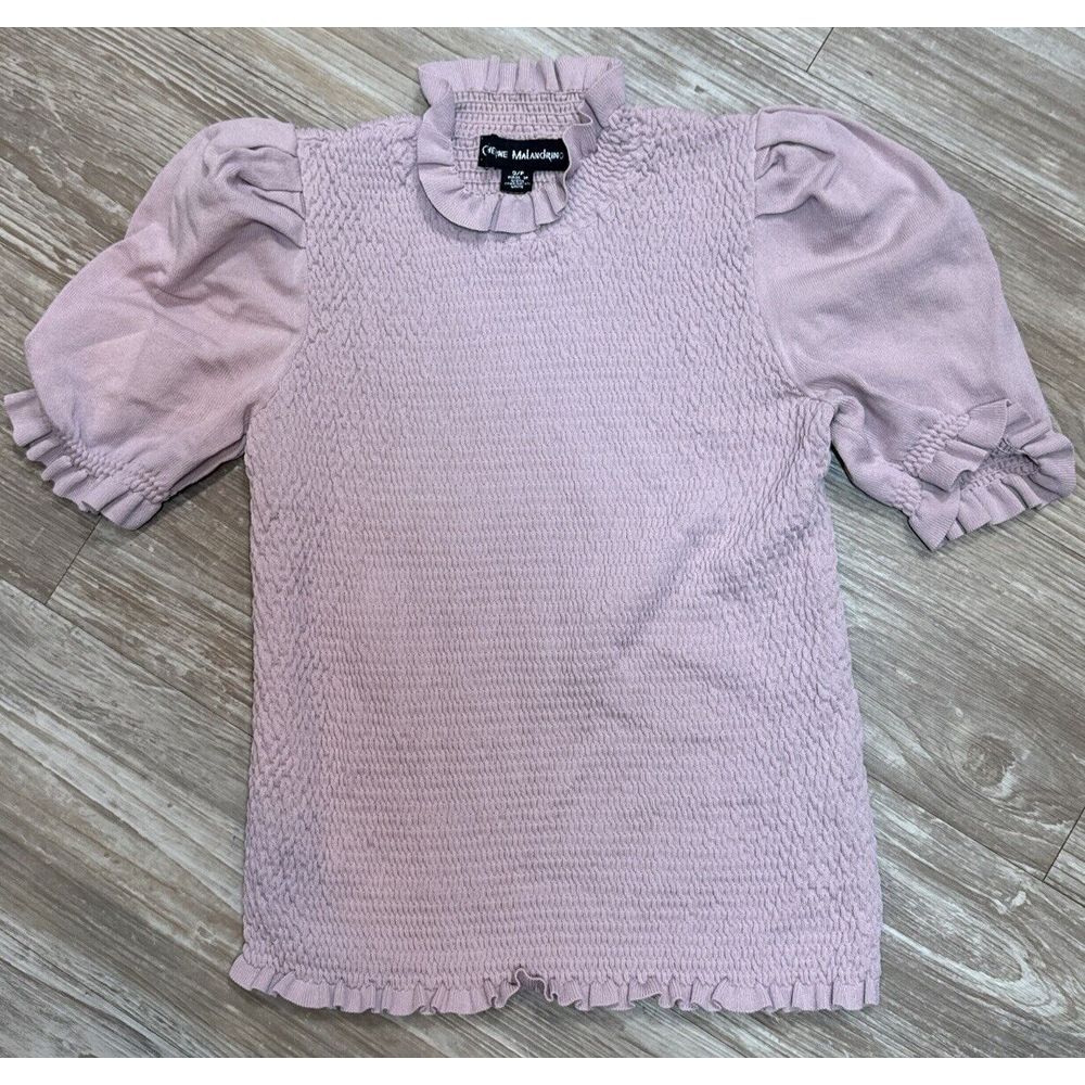 Catherine Malandrino Muted Pink Stretch Ruffle Top Womens Small Very Stretchy